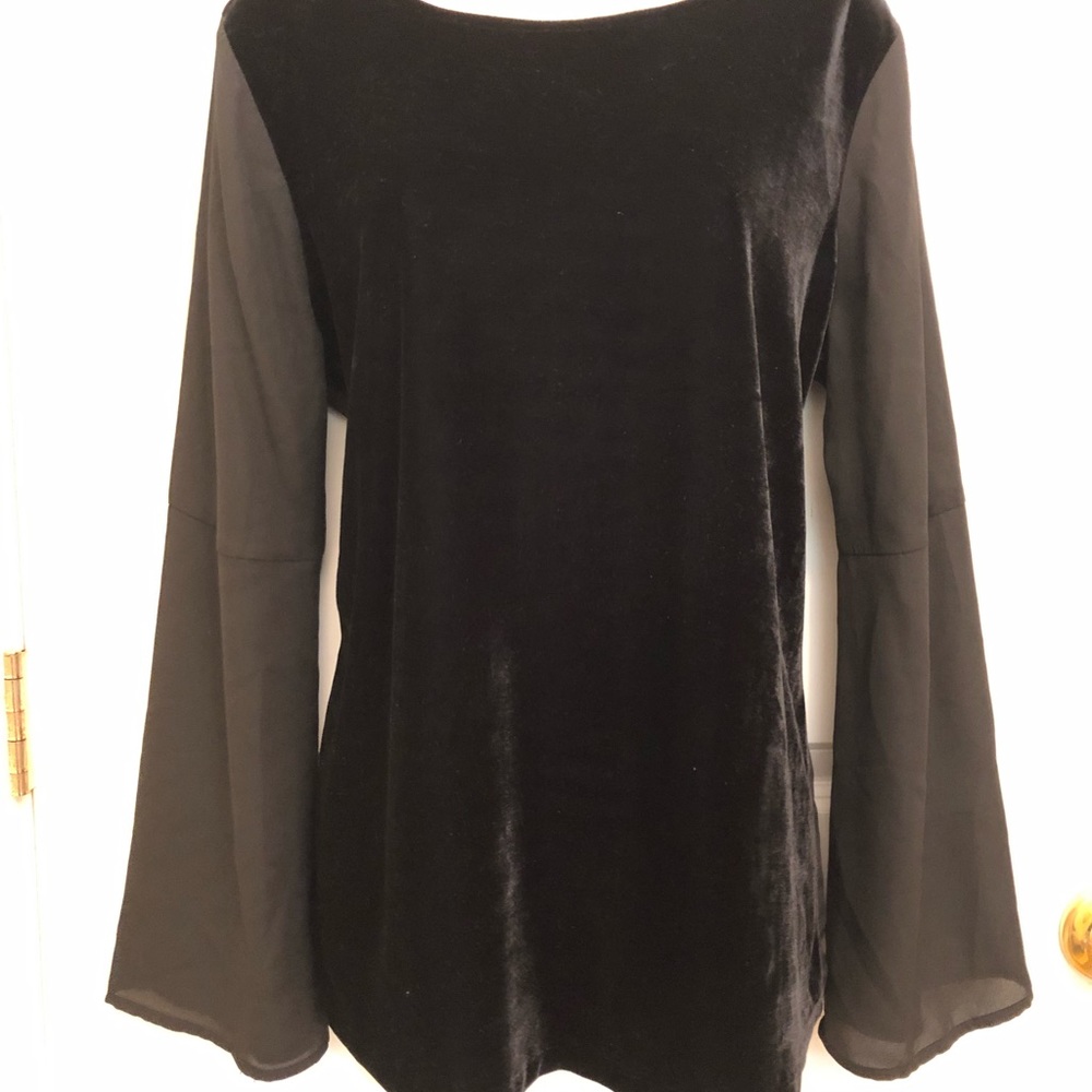 Black Velvety Velour Top Faded Glory M (8-10) EUC